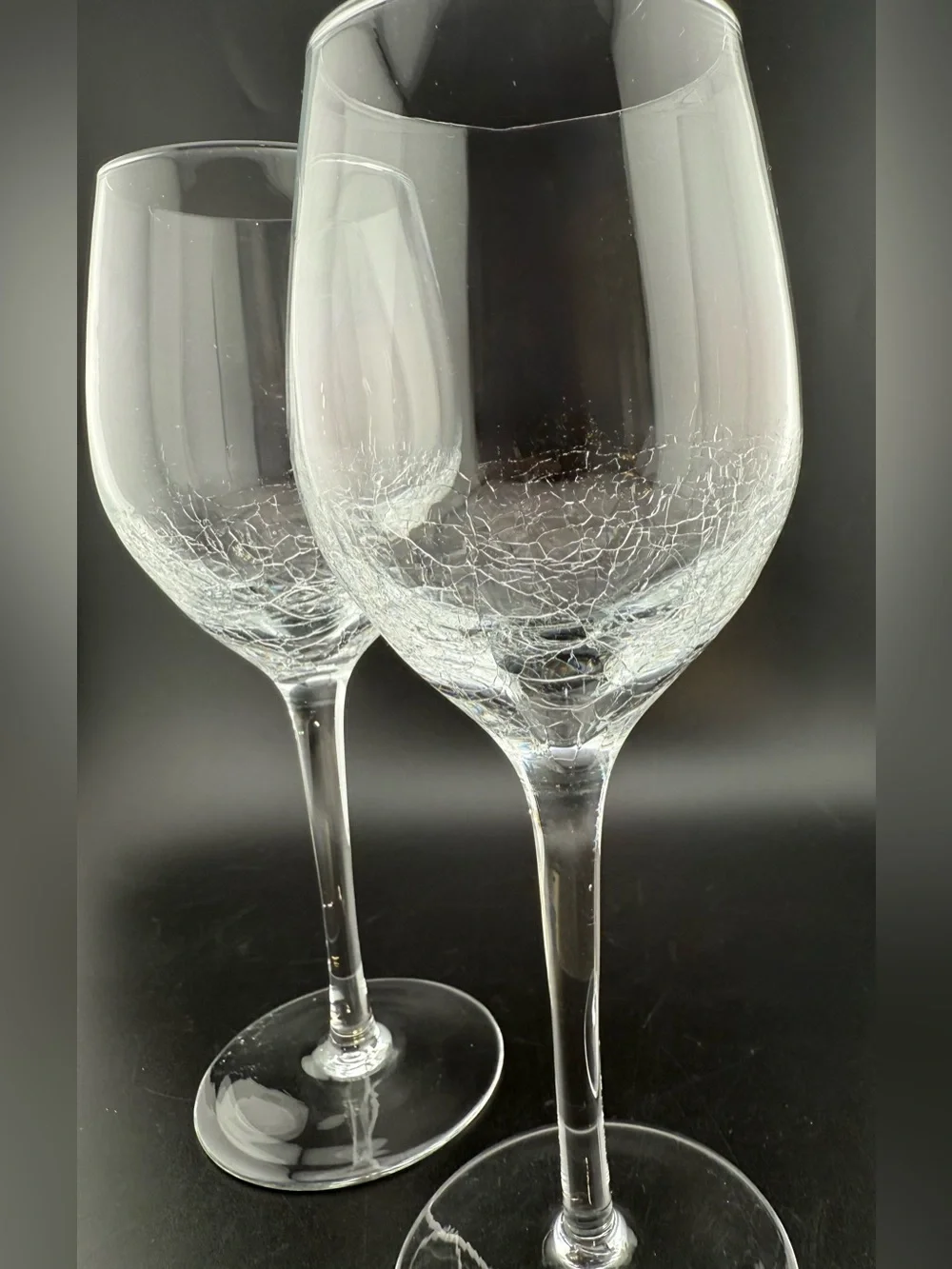 2 Pier 1  Crackled white wine glasses. 12oz